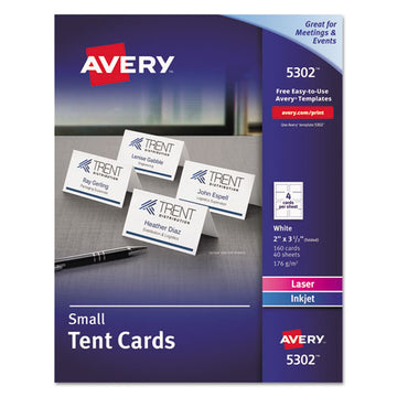 Avery® Small Tent Card, White, 2 X 3.5, 4 Cards-sheet, 40 Sheets-pack freeshipping - TVN Wholesale